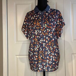 Callaway Navy Floral Golf Opti-Dri Shirt, Pickleball Shirt, Polo, XL